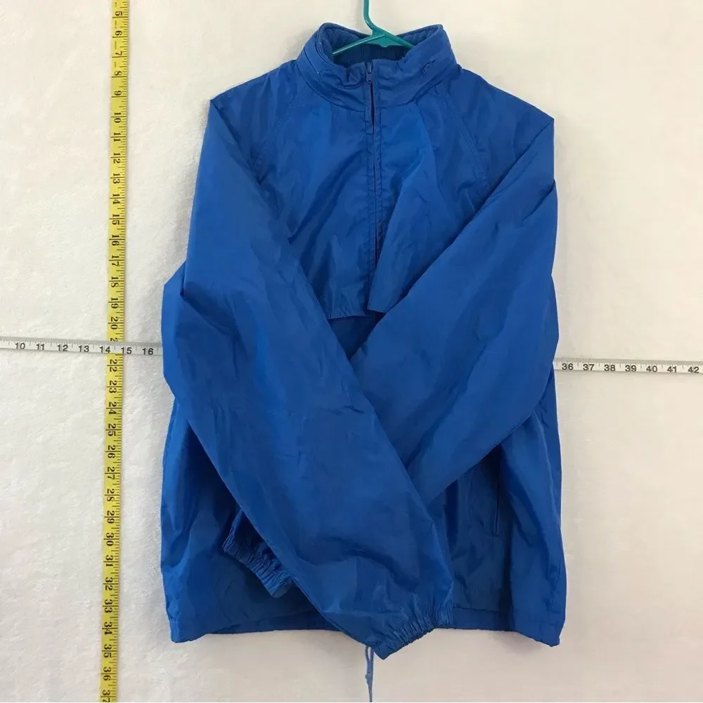 Vintage Eddie Bauer 80s Bright Blue Zip Up Nylon Windbreaker Mens Sz Small